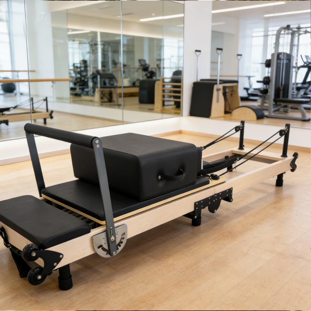Pilates & Yoga Unleashed Studio Tuckahoe - Multifunctional Foldable Maple Pilates Reformer, Portable